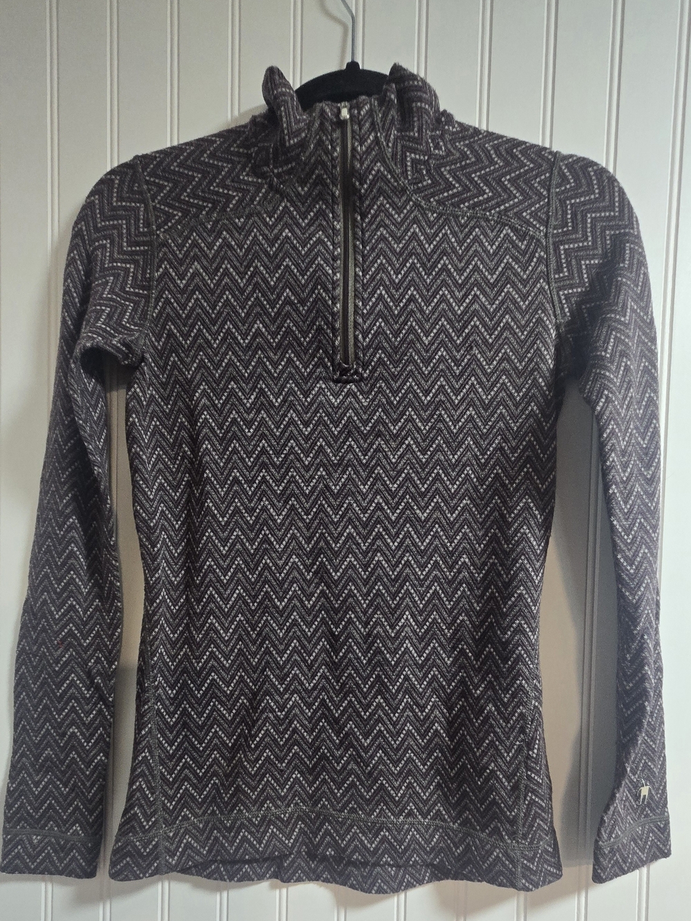 Smartwool Women's Zigzag Half-Zip Pullover - Dark Gray & White